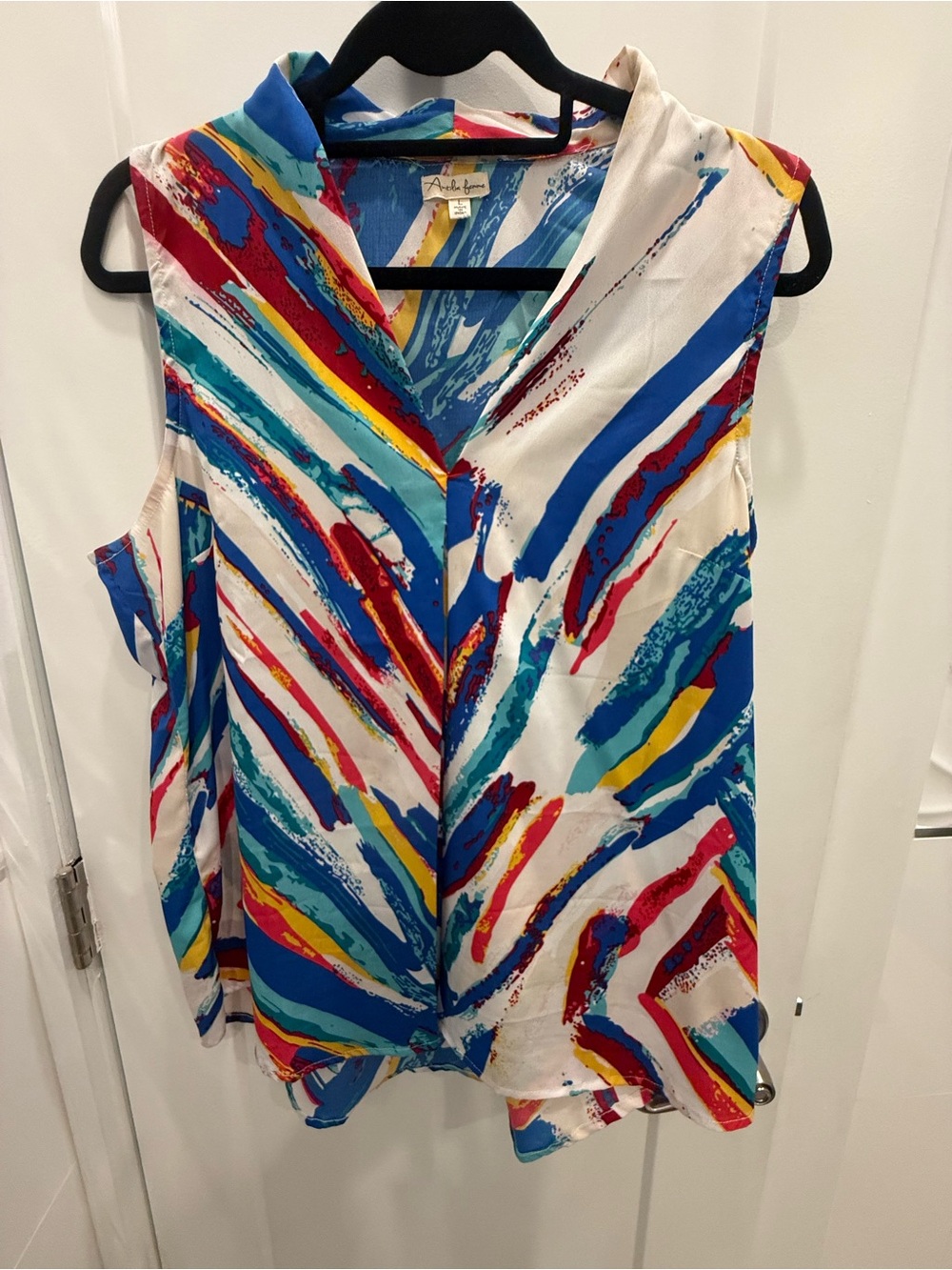 Multicolor Brushstroke Sleeveless V Neck
